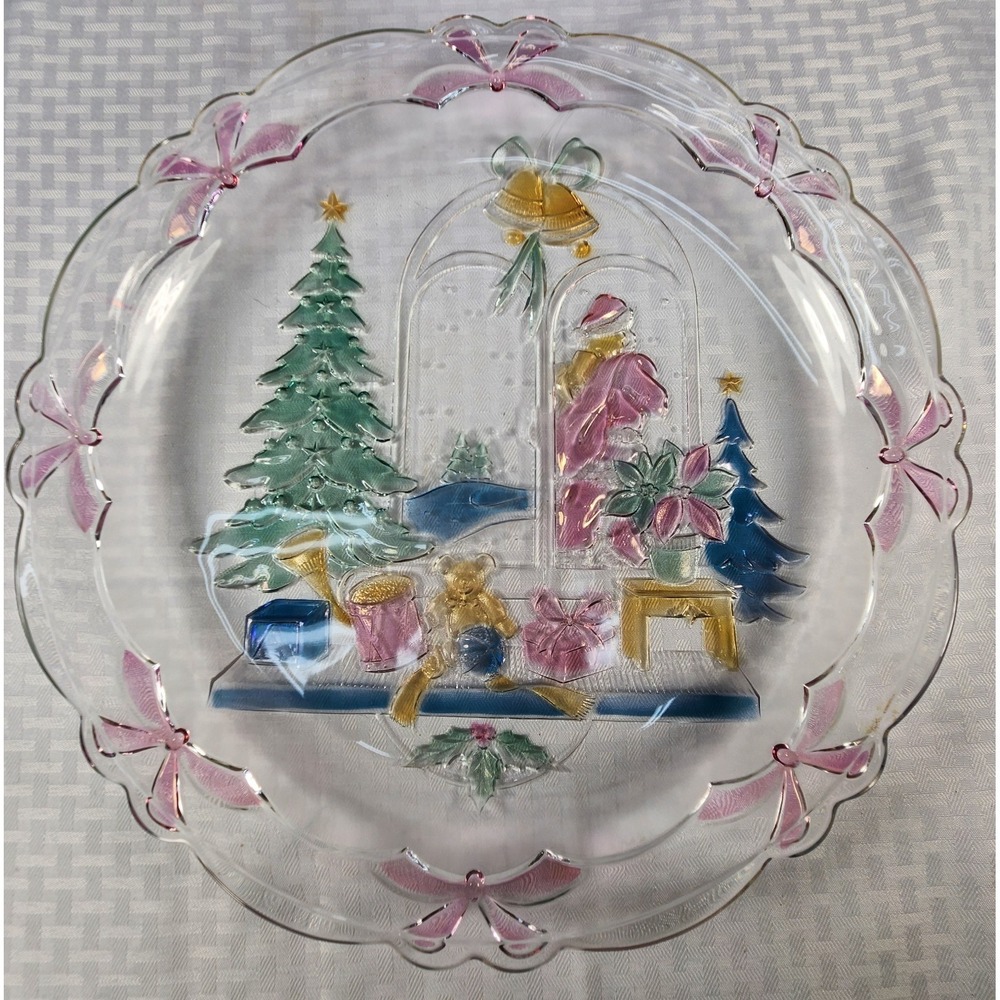 Mikasa Christmas Joy Round Platter 1992 Crystal Clear Studios Beautiful!